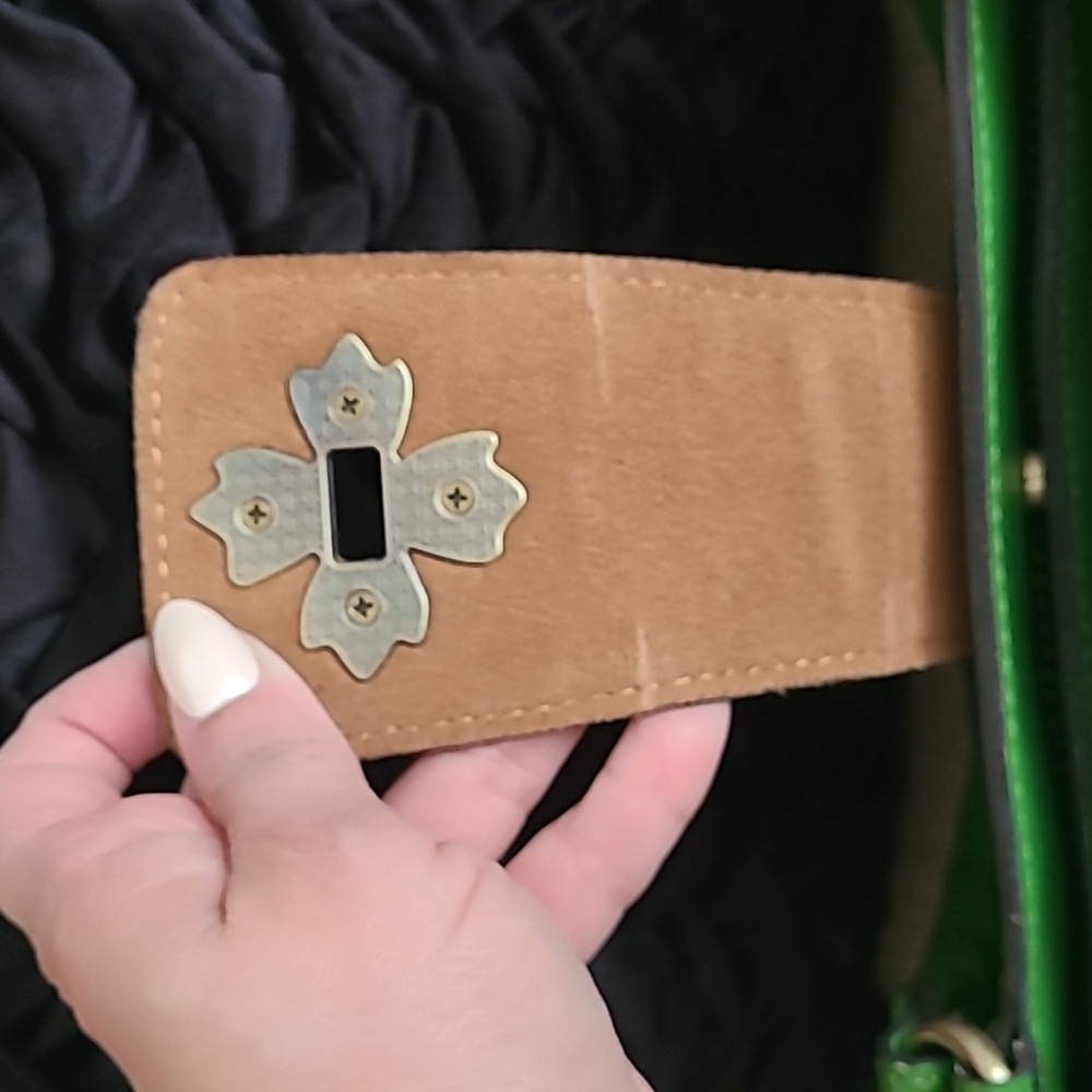 PATRICIA NASH ROSINA FOLIAGE GREEN GENUINE LEATHER SATCHEL - Picture 7 of 11